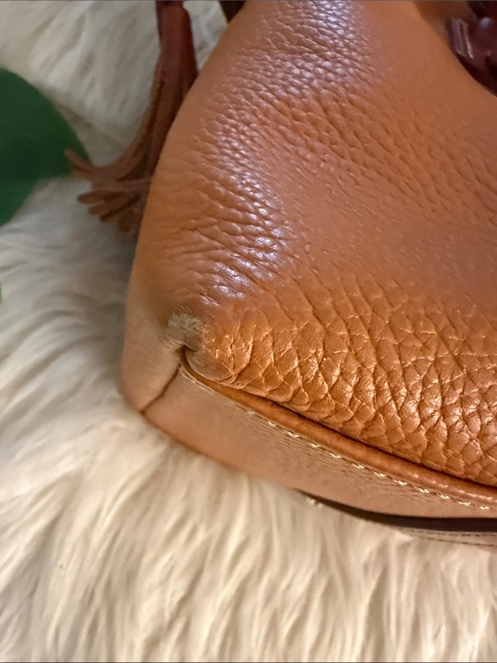 Dooney & Bourke Two-Tone Orange Pebbled Leather Satchel